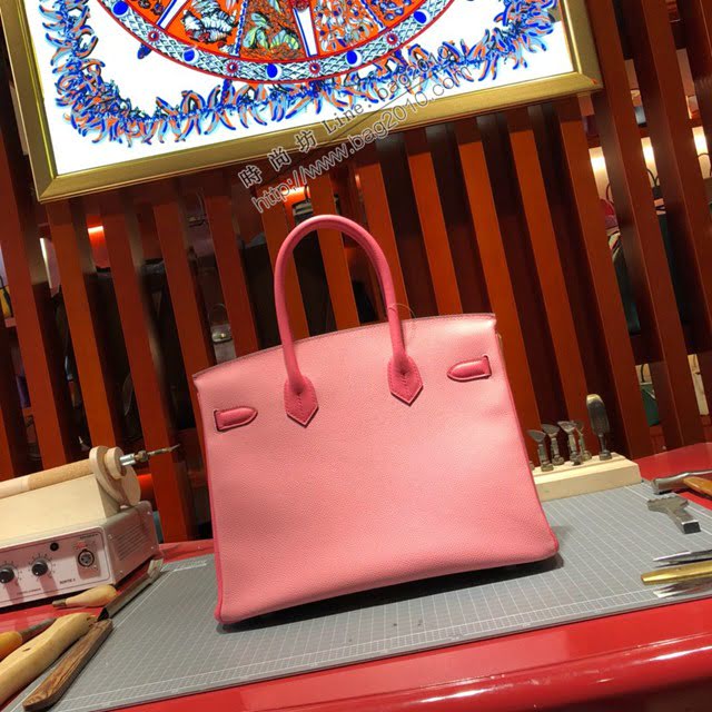 Hermes女包 愛馬仕經典款Birkin包 epsom皮手掌紋 Hermes鉑金拼色女士手提包  am2072